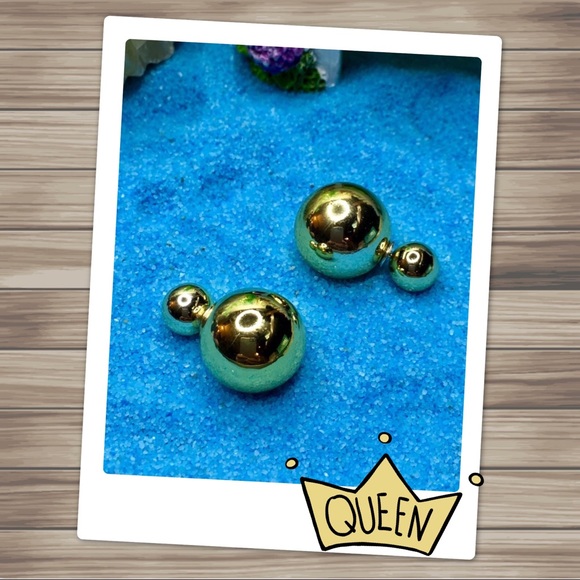 Gold Candy Double Stud Earrings - Picture 2 of 8
